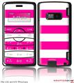 LG enV2 Skin - Kearas Psycho Stripes Hot Pink and White