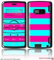 LG enV2 Skin - Kearas Psycho Stripes Neon Teal and Hot Pink