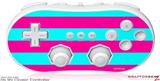 Wii Classic Controller Skin - Kearas Psycho Stripes Neon Teal and Hot Pink