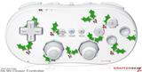 Wii Classic Controller Skin - Christmas Holly Leaves on White
