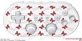 Wii Classic Controller Skin - Pastel Butterflies Red on White