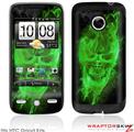 HTC Droid Eris Skin Flaming Fire Skull Green