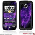 HTC Droid Eris Skin Flaming Fire Skull Purple
