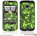 HTC Droid Eris Skin Scattered Skulls Neon Green