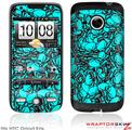 HTC Droid Eris Skin Scattered Skulls Neon Teal