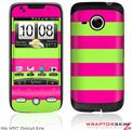 HTC Droid Eris Skin - Kearas Psycho Stripes Neon Green and Hot Pink