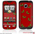 HTC Droid Eris Skin - Christmas Holly Leaves on Red