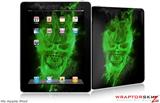 iPad Skin Flaming Fire Skull Green