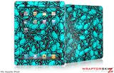 iPad Skin Scattered Skulls Neon Teal