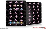 iPad Skin - Pastel Butterflies Pink on Black