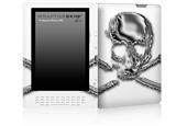 Chrome Skull on White - Decal Style Skin for Amazon Kindle DX