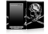 Chrome Skull on Black - Decal Style Skin for Amazon Kindle DX