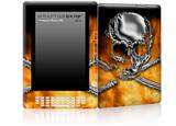Chrome Skull on Fire - Decal Style Skin for Amazon Kindle DX