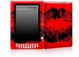 Big Kiss Lips Black on Red - Decal Style Skin for Amazon Kindle DX