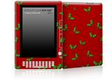 Christmas Holly Leaves on Red - Decal Style Skin for Amazon Kindle DX