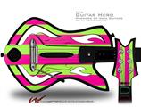  Kearas Psycho Stripes Neon Green and Hot Pink Decal Style Skin - fits Warriors Of Rock Guitar Hero Guitar (GUITAR NOT INCLUDED)