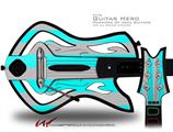  Kearas Psycho Stripes Neon Teal and Gray Decal Style Skin - fits Warriors Of Rock Guitar Hero Guitar (GUITAR NOT INCLUDED)