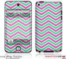 iPod Touch 4G Skin Zig Zag Teal Green and Pink