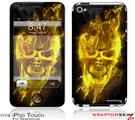 iPod Touch 4G Skin Flaming Fire Skull Yellow