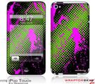 iPod Touch 4G Skin Halftone Splatter Hot Pink Green