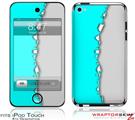 iPod Touch 4G Skin Ripped Colors Neon Teal Gray