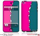 iPod Touch 4G Skin Ripped Colors Hot Pink Seafoam Green