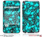iPod Touch 4G Skin Scattered Skulls Neon Teal