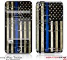 iPod Touch 4G Skin Painted Faded Cracked Blue Line Stripe USA American Flag