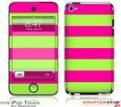 iPod Touch 4G Skin - Kearas Psycho Stripes Neon Green and Hot Pink
