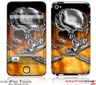 iPod Touch 4G Skin - Chrome Skull on Fire
