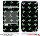 iPod Touch 4G Skin - Pastel Butterflies Green on Black