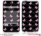 iPod Touch 4G Skin - Pastel Butterflies Pink on Black
