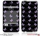 iPod Touch 4G Skin - Pastel Butterflies Purple on Black