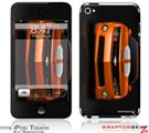 iPod Touch 4G Skin - 2010 Chevy Camaro Orange - White Stripes on Black
