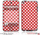 iPod Touch 4G Skin - Checkered Canvas Red and White