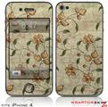 iPhone 4 Skin Flowers and Berries Orange