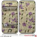 iPhone 4 Skin Flowers and Berries Purple