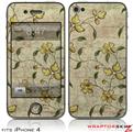 iPhone 4 Skin Flowers and Berries Yellow