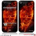 iPhone 4 Skin Flaming Fire Skull Orange