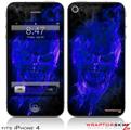 iPhone 4 Skin Flaming Fire Skull Blue