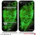 iPhone 4 Skin Flaming Fire Skull Green