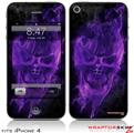 iPhone 4 Skin Flaming Fire Skull Purple