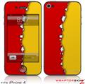 iPhone 4 Skin Ripped Colors Red Yellow