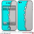 iPhone 4 Skin Ripped Colors Neon Teal Gray