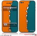 iPhone 4 Skin Ripped Colors Orange Seafoam Green