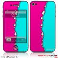 iPhone 4 Skin Ripped Colors Hot Pink Neon Teal