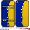 iPhone 4 Skin Ripped Colors Blue Yellow