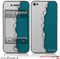 iPhone 4 Skin Ripped Colors Gray Seafoam Green