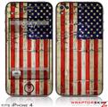 iPhone 4 Skin Painted Faded and Cracked USA American Flag