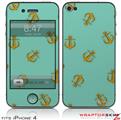 iPhone 4 Skin Anchors Away Seafoam Green